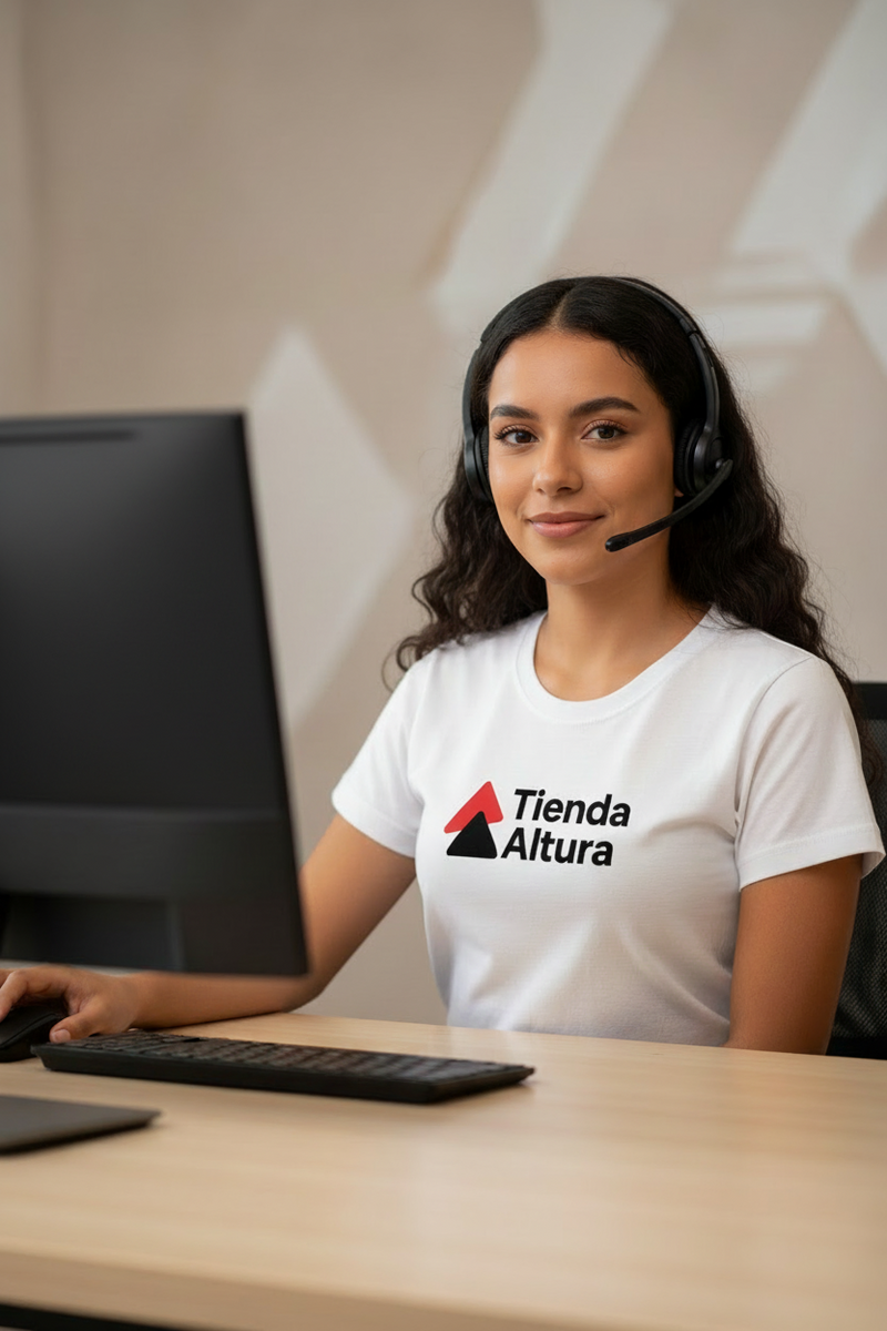 Moça Colombiana - Vertical com Computador de Mesa